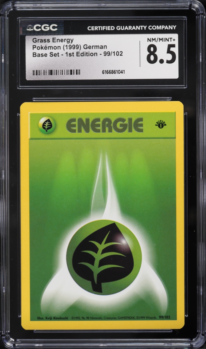 1999 Pokemon German Base Set 1st Edition Grass Energy #99 CGC 8.5 NM-MT+