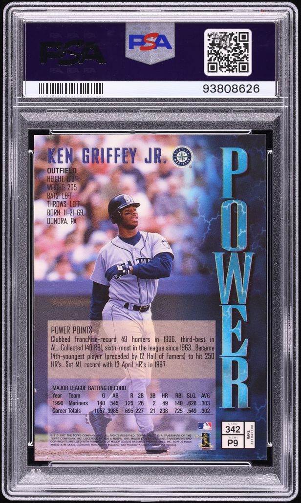 1997 Finest Refractor Ken Griffey Jr. #342 PSA 10 GEM MINT - Photo 2