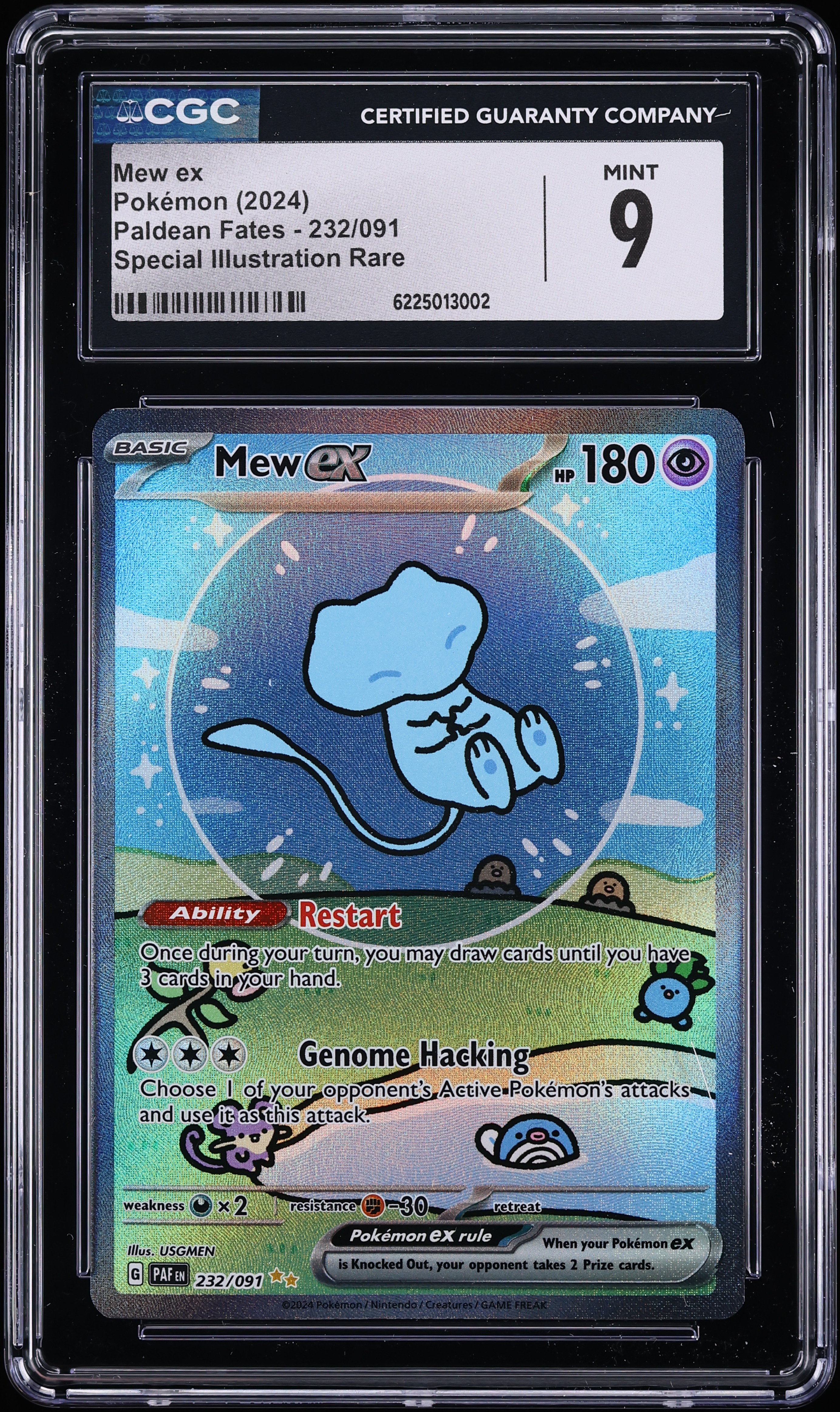 2024 Pokemon Scarlet & Violet Paldean Fates SIR Shiny Mew ex #232 CGC 9 MINT