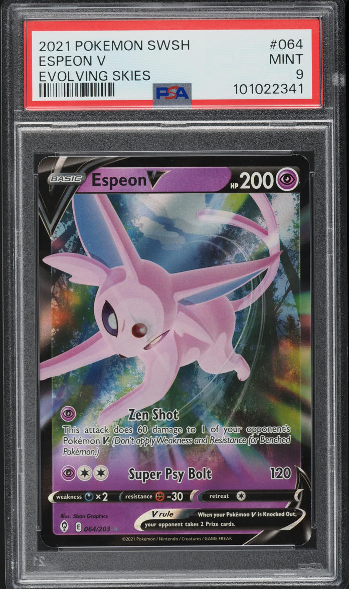 2021 Pokemon Sword & Shield Evolving Skies Espeon V #64 PSA 9 MINT
