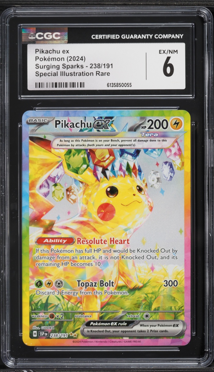 2024 Pokemon Scarlet & Violet Surging Sparks SIR Pikachu EX #238 CGC 6 EXMT