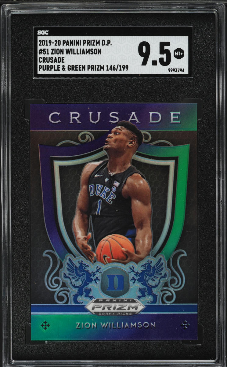 2019 Panini Prizm Draft Crusade Purple & Green Zion Williamson /199 #51 SGC 9.5 - Main Image