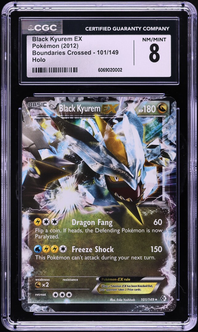 2012 Pokemon BW Boundaries Crossed Holo Black Kyurem EX #101 CGC 8 NM-MT