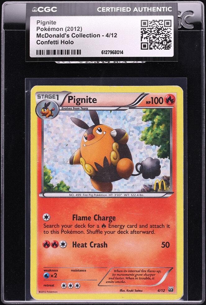 2012 Pokemon McDonald's Collection Confetti Holo Pignite #4 CGC AUTH