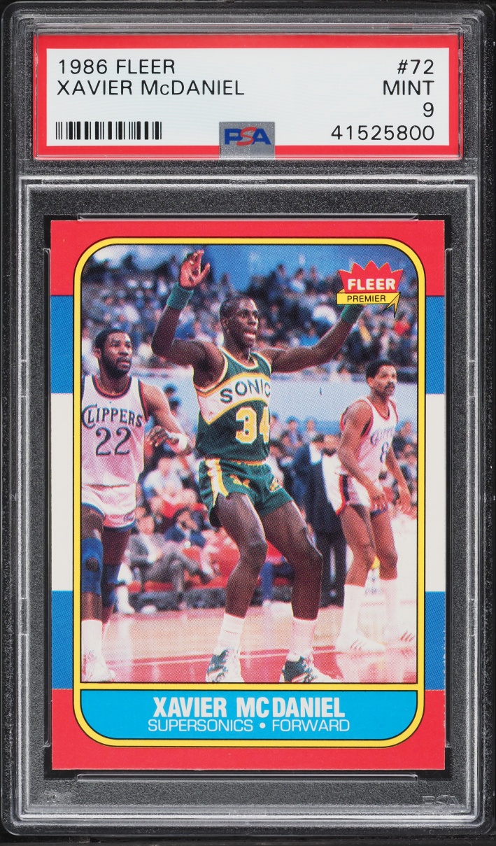 1986 Fleer Basketball Xavier McDaniel ROOKIE #72 PSA 9 MINT