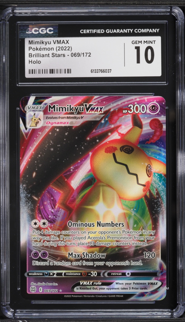 2022 Pokemon Sword & Shield Brilliant Stars Full Art Mimikyu VMAX #69 CGC 10 GEM MINT