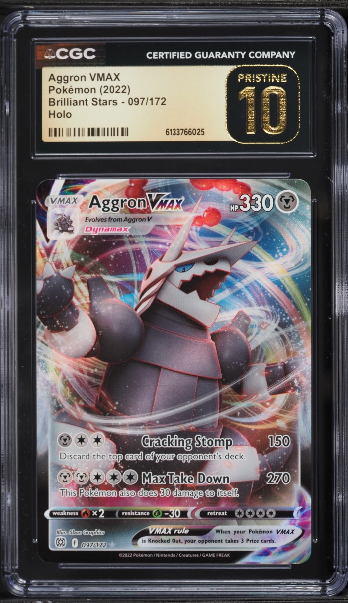 2022 Pokemon Sword & Shield Brilliant Stars Full Art Aggron VMAX #97 CGC 10 PRISTINE
