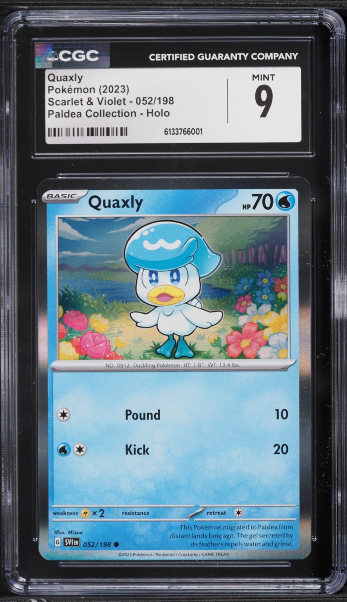 2023 Pokemon Scarlet & Violet Paldea Collection Holo Quaxly #52 CGC 9 MINT