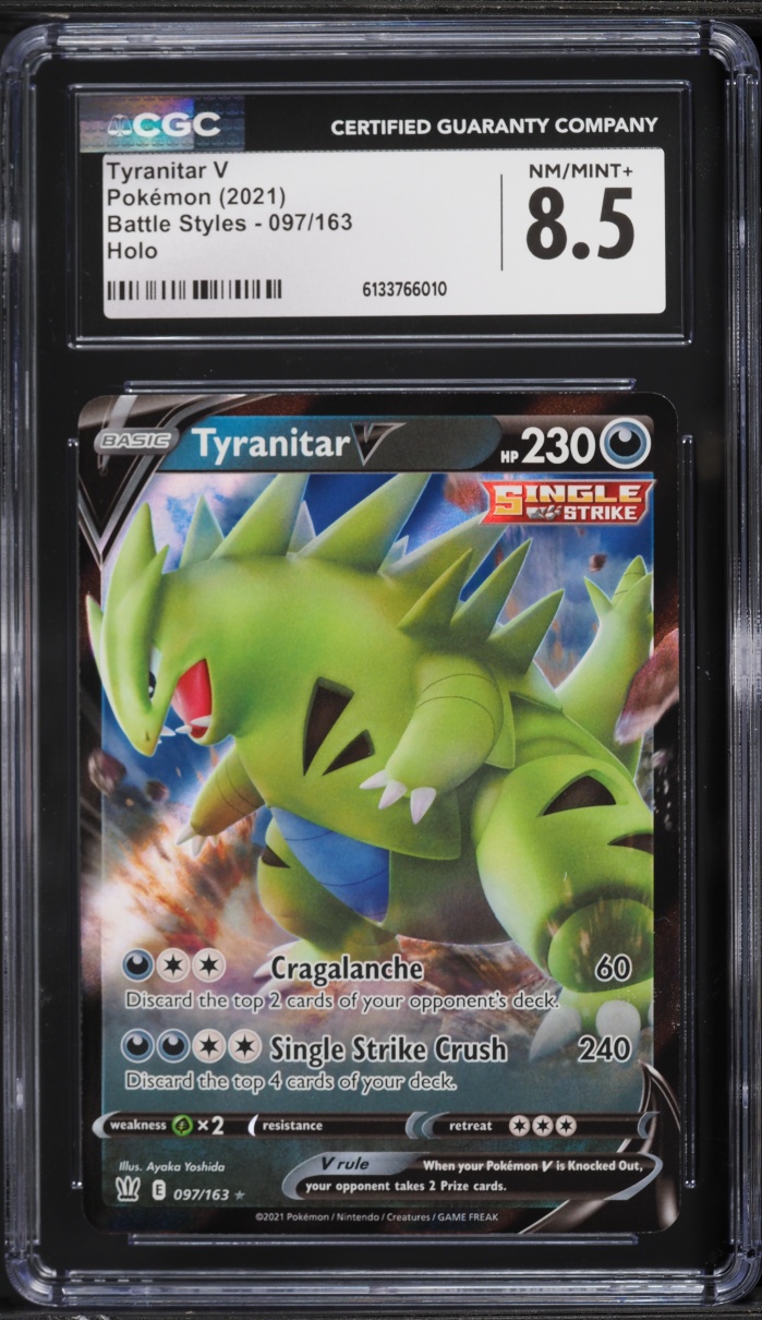 2021 Pokemon Sword & Shield Battle Styles Holo Tyranitar V #97 CGC 8.5 NM-MT+