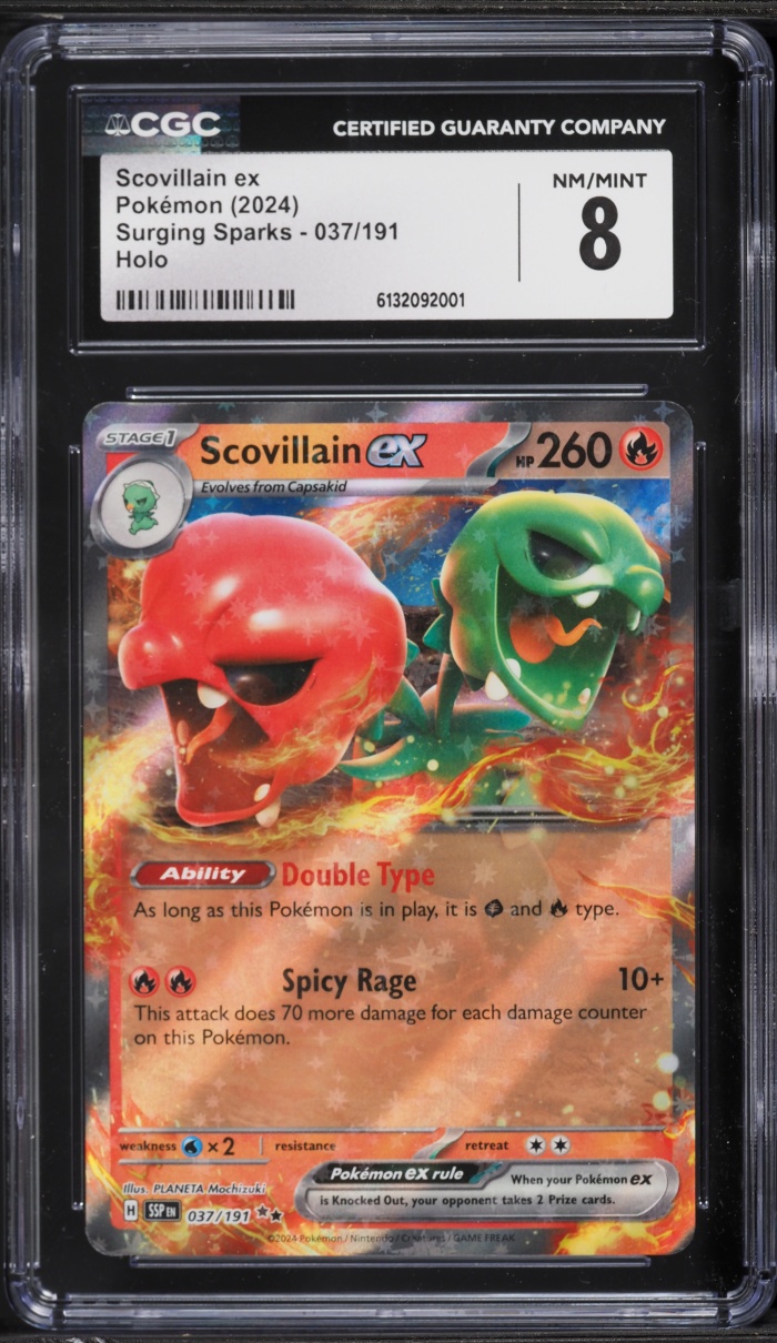 2024 Pokemon Scarlet & Violet Surging Sparks Holo Scovillain ex #37 CGC 8 NM-MT