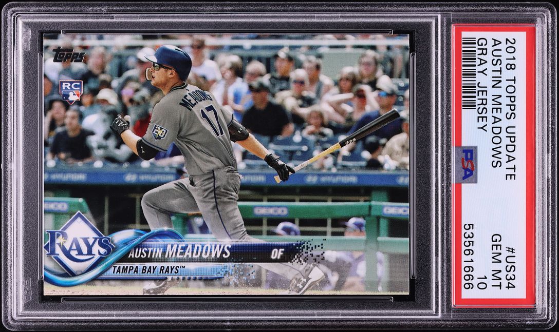 2018 Topps Update Gray Jersey Austin Meadows ROOKIE #US34 PSA 10 GEM MINT