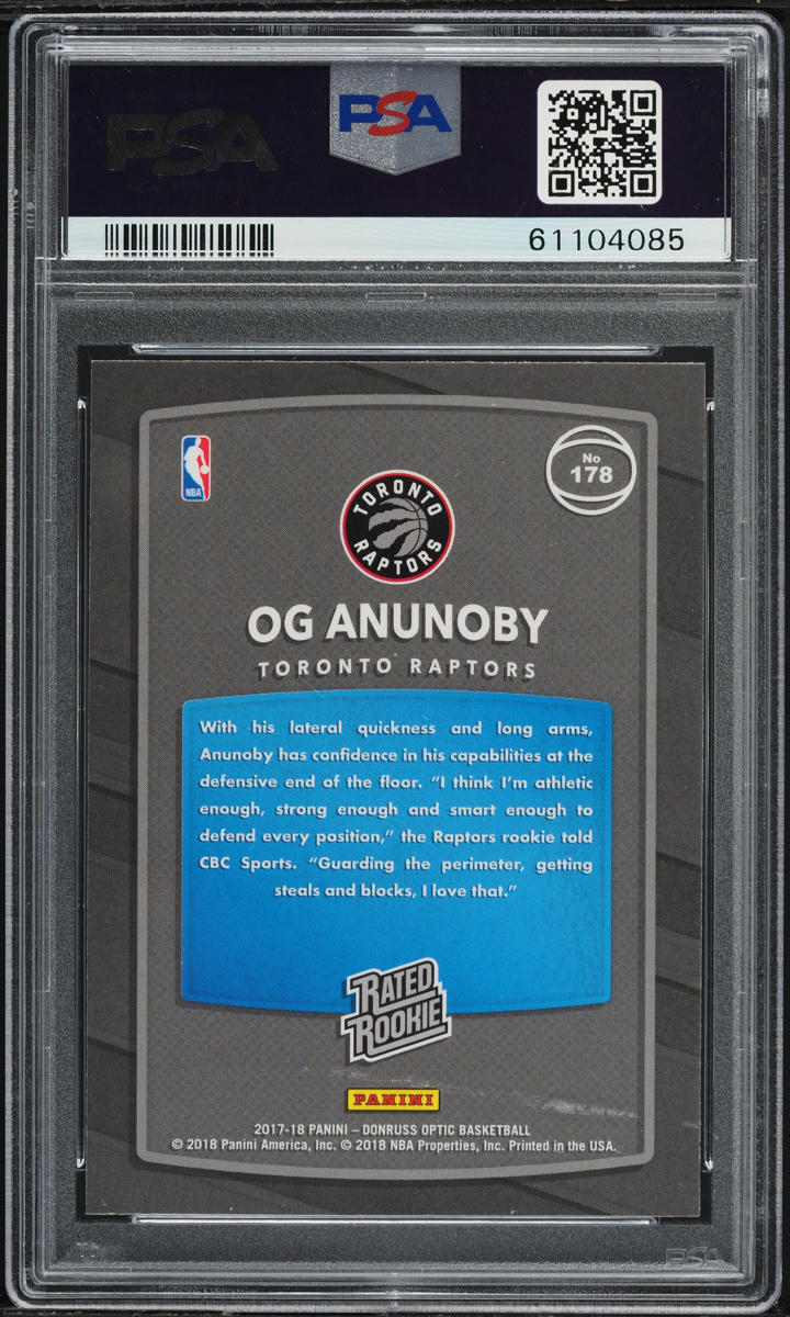 2017 Donruss Optic OG Anunoby ROOKIE #178 PSA 10 GEM MINT