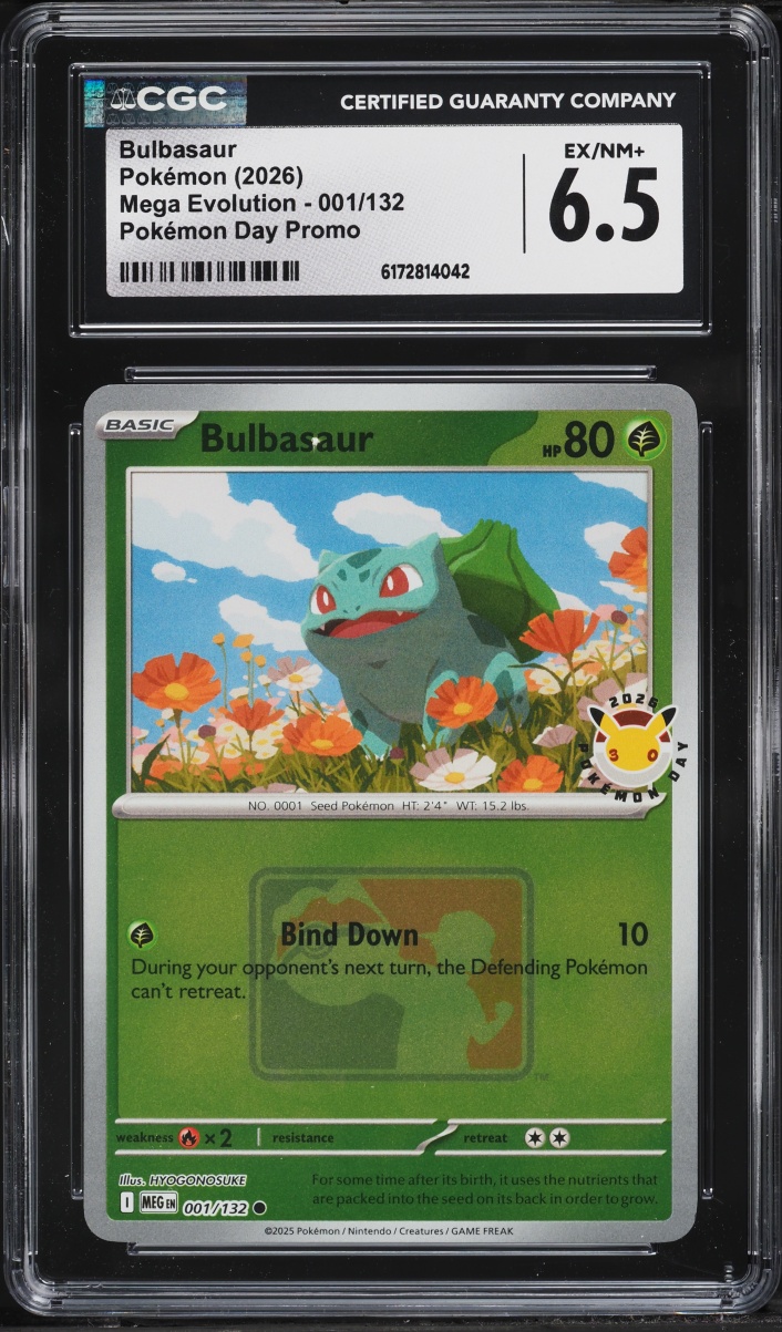 2026 Pokemon Mega Evolution Pokemon Day Promo Bulbasaur #001 CGC 6.5 EXMT+
