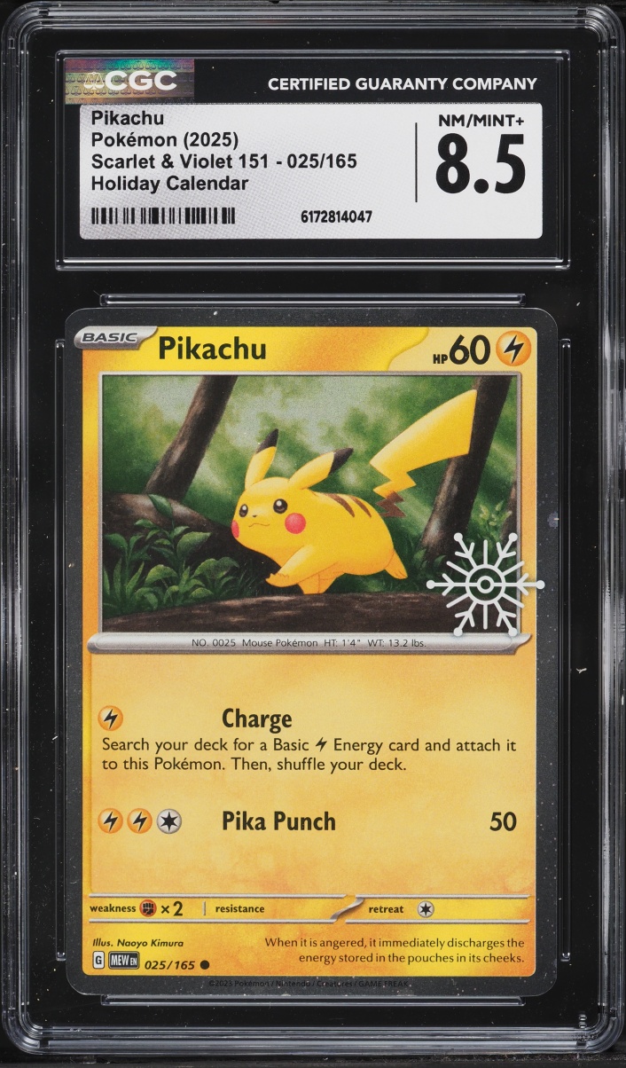 2025 Pokemon Scarlet & Violet 151 Holiday Calendar Pikachu #25 CGC 8.5 NM-MT+