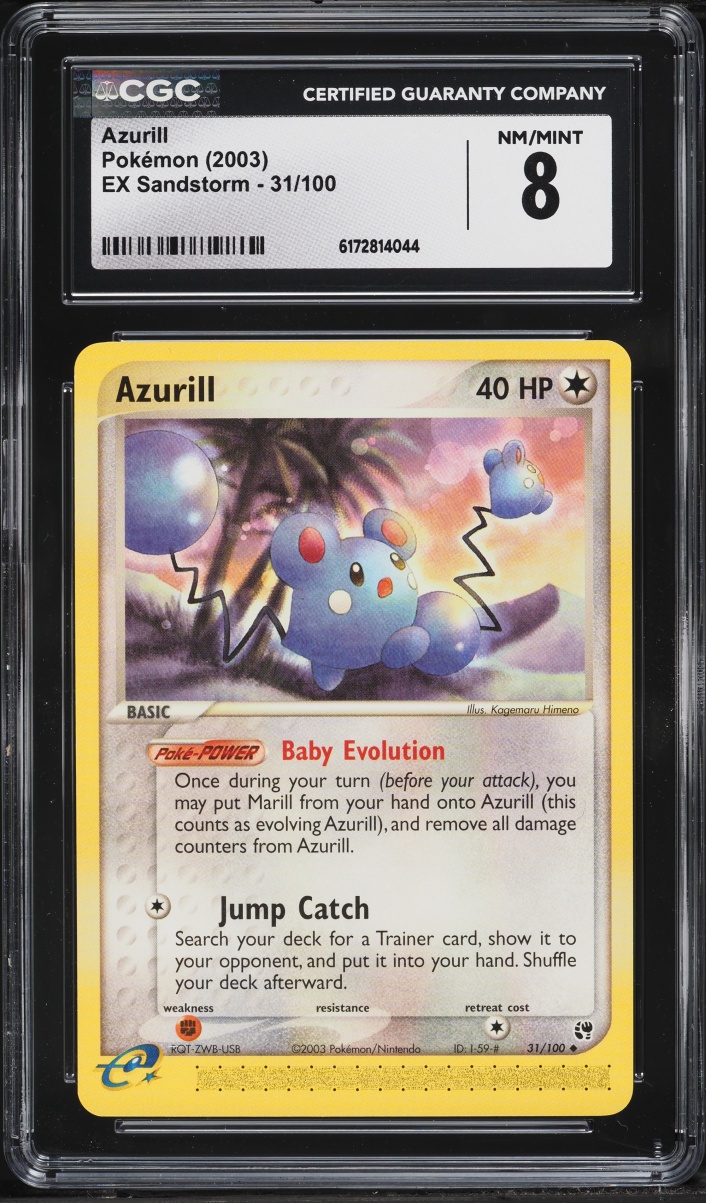 2003 Pokemon EX Sandstorm Azurill #31 CGC 8 NM-MT