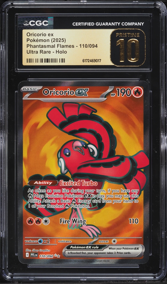 2025 Pokemon Mega Evolution Phantasmal Flames Full Art Oricorio Ex #110 CGC 10 PRISTINE