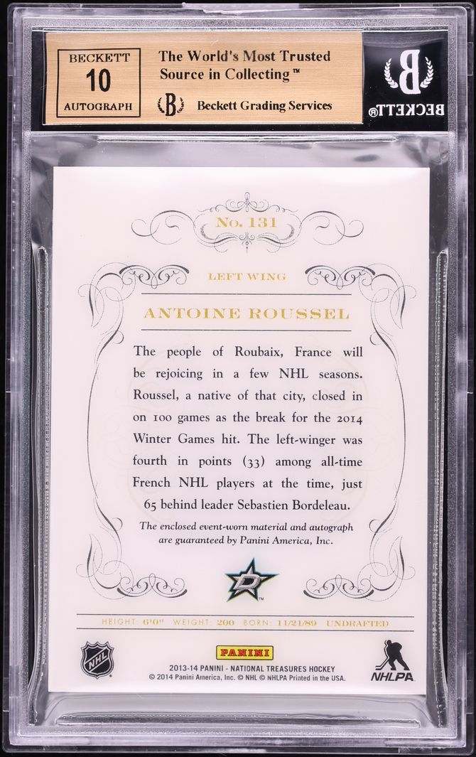 2013 National Treasures Antoine Roussel ROOKIE PATCH AUTO /99 #131 BGS 9.5 GEM MINT