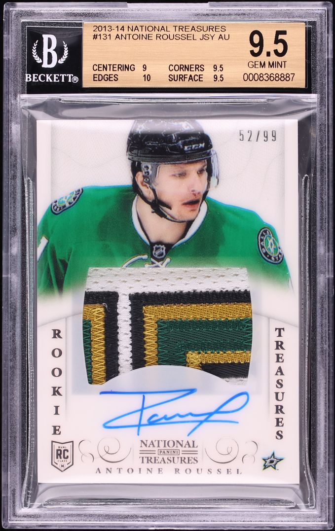 2013 National Treasures Antoine Roussel ROOKIE PATCH AUTO /99 #131 BGS 9.5 GEM MINT