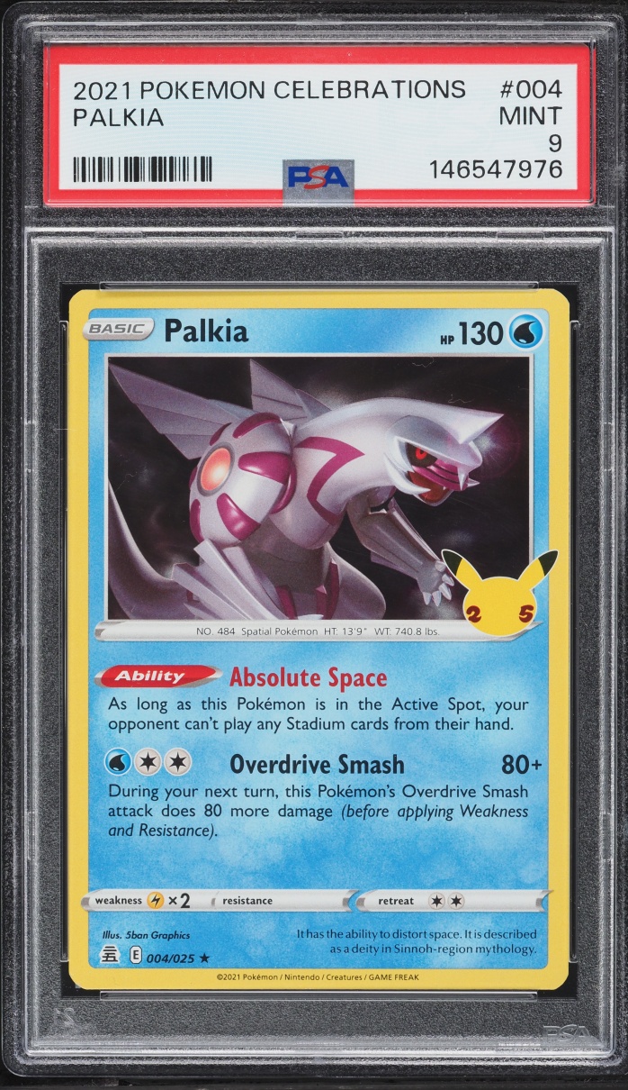 2021 Pokemon Sword & Shield Celebrations Holo Palkia #4 PSA 9 MINT
