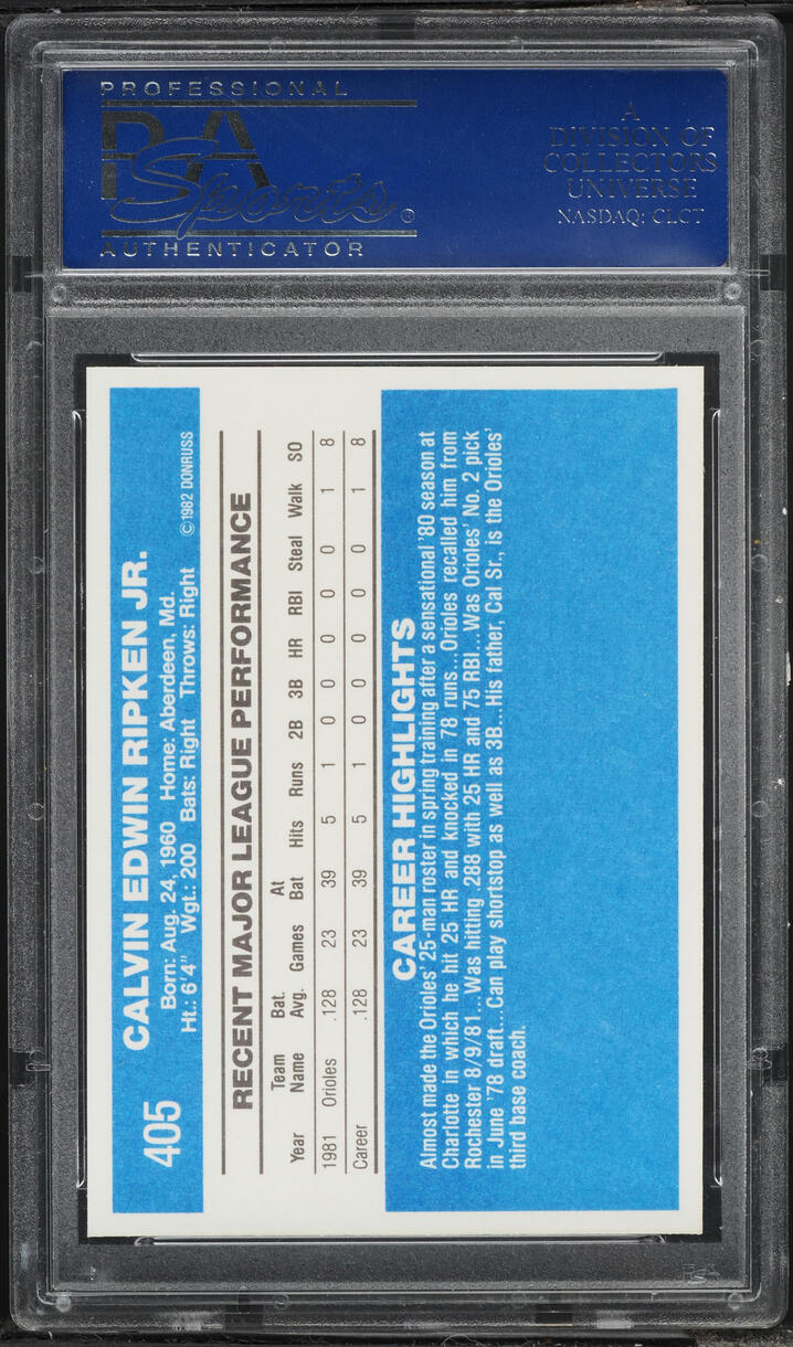1982 Donruss Cal Ripken Jr. #405 PSA 10 GEM MINT