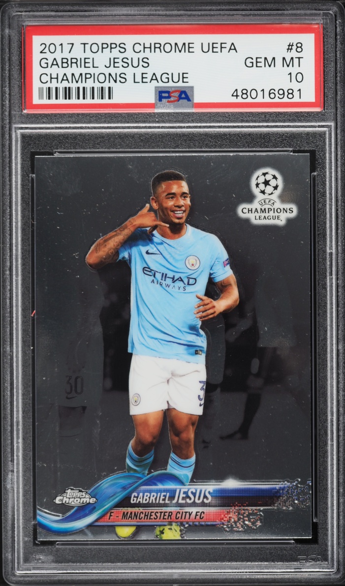 2017 Topps Chrome UEFA Champions League Gabriel Jesus #8 PSA 10 GEM MINT