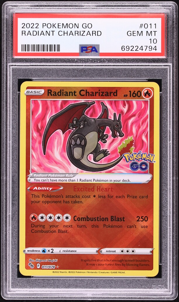 2022 Pokemon Sword & Shield Pokemon GO Holo Radiant Charizard #11 PSA 10 GEM MINT