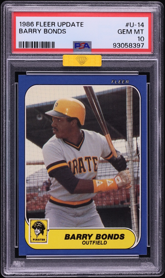 1986 Fleer Update Barry Bonds ROOKIE #U-14 MBA PSA 10 GEM MINT