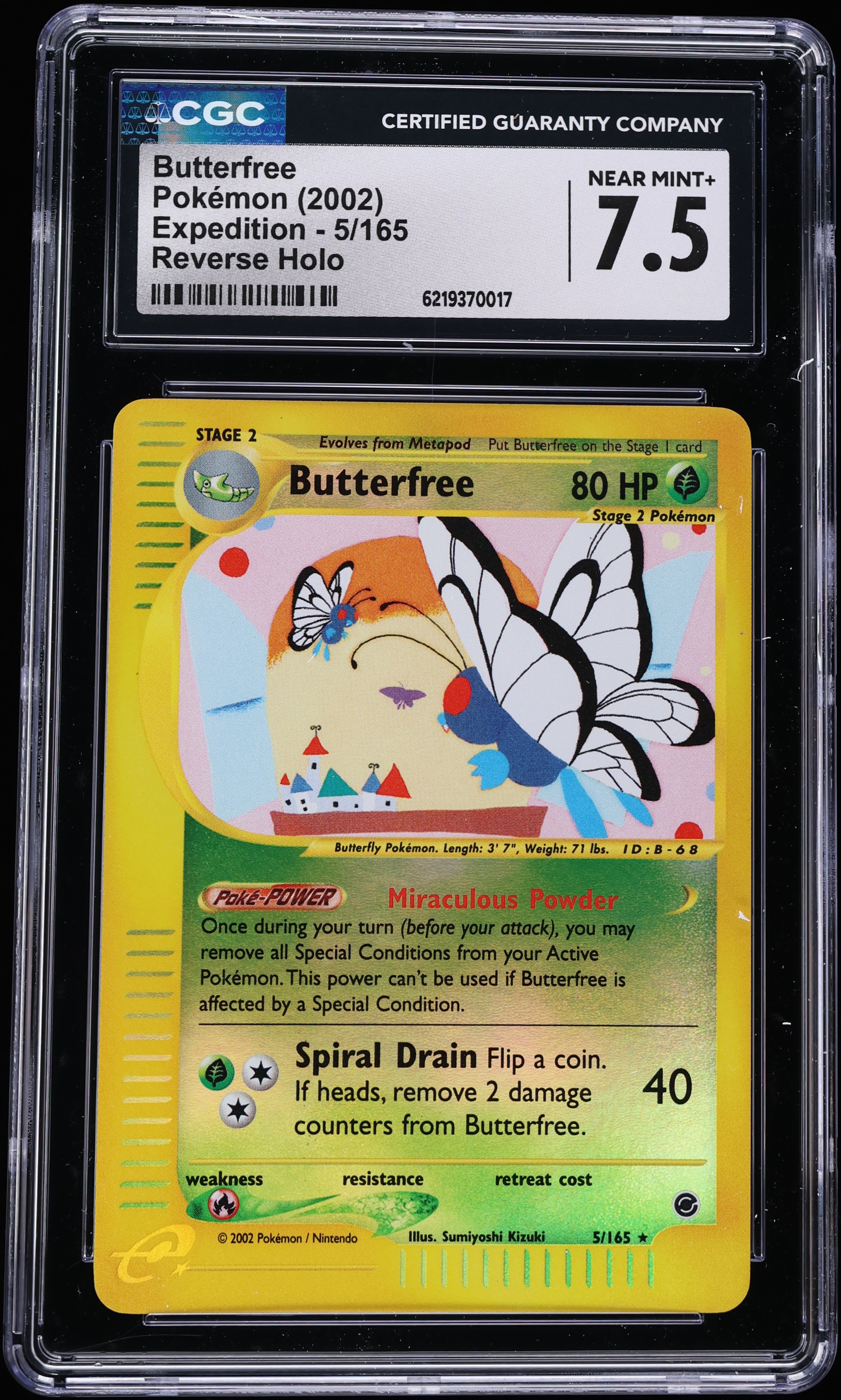 2002 Pokemon Expedition Reverse Holo Butterfree #5 CGC 7.5 NRMT+
