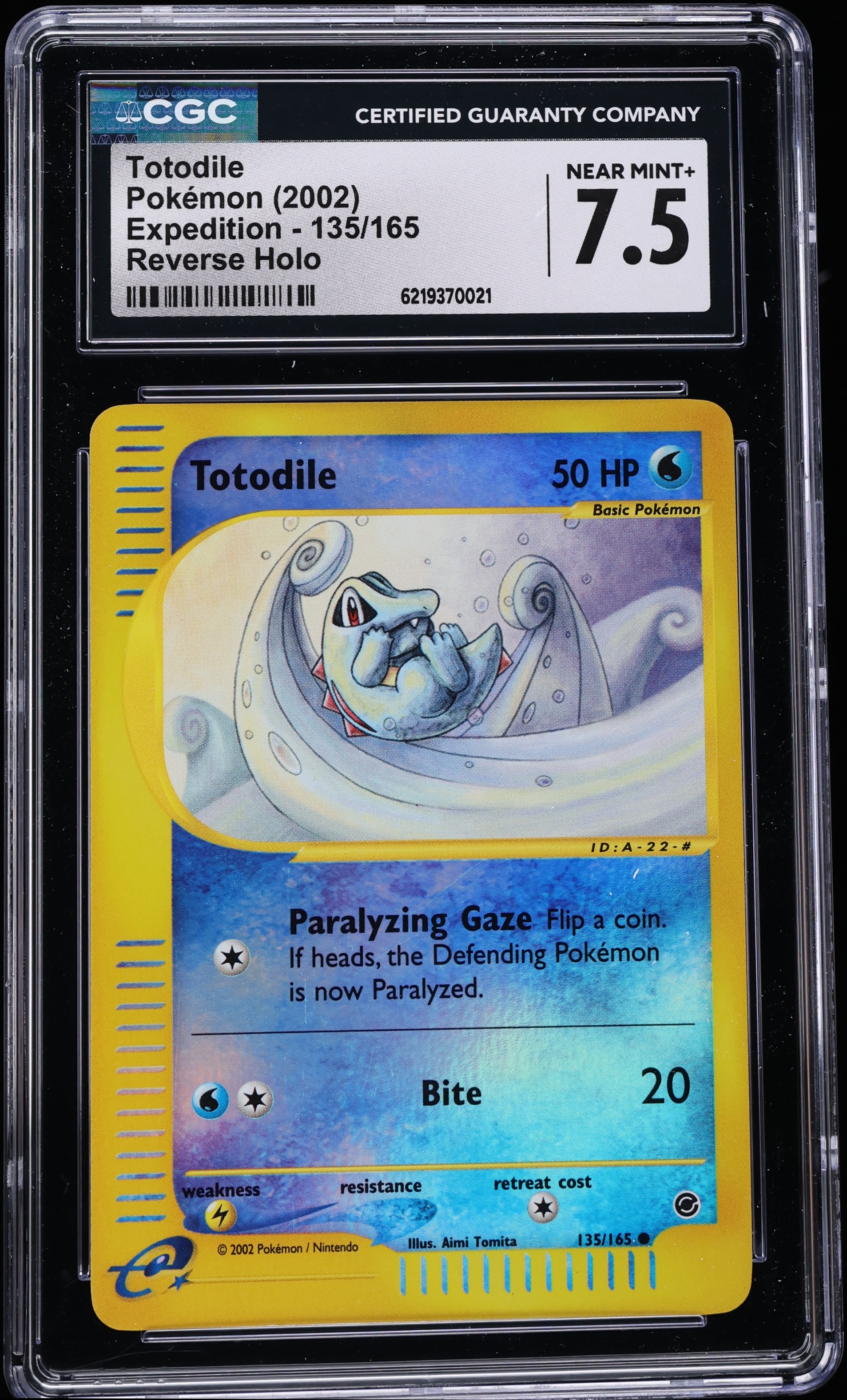 2002 Pokemon Expedition Reverse Holo Totodile #135 CGC 7.5 NRMT+