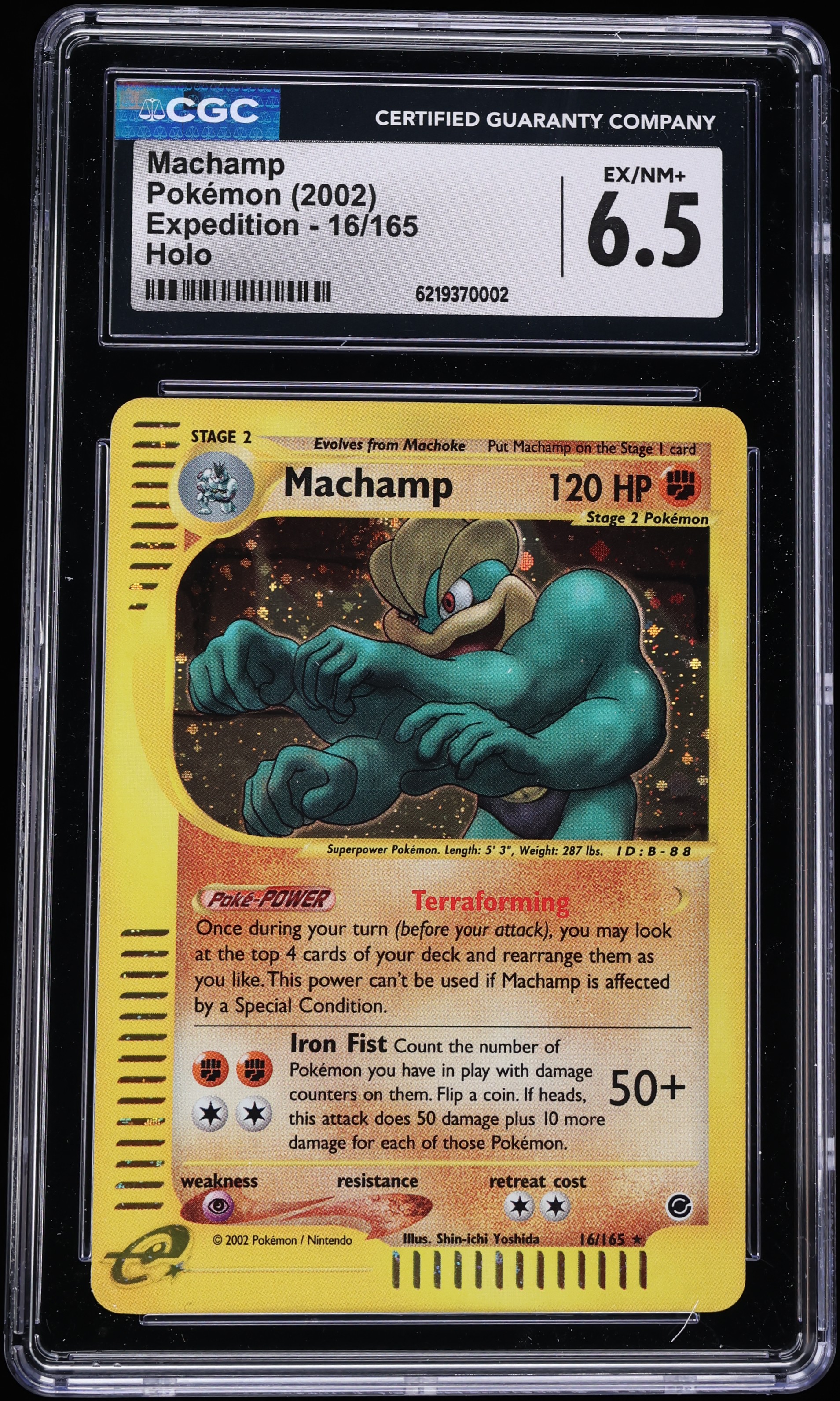 2002 Pokemon Expedition Holo Machamp #16 CGC 6.5 EXMT+