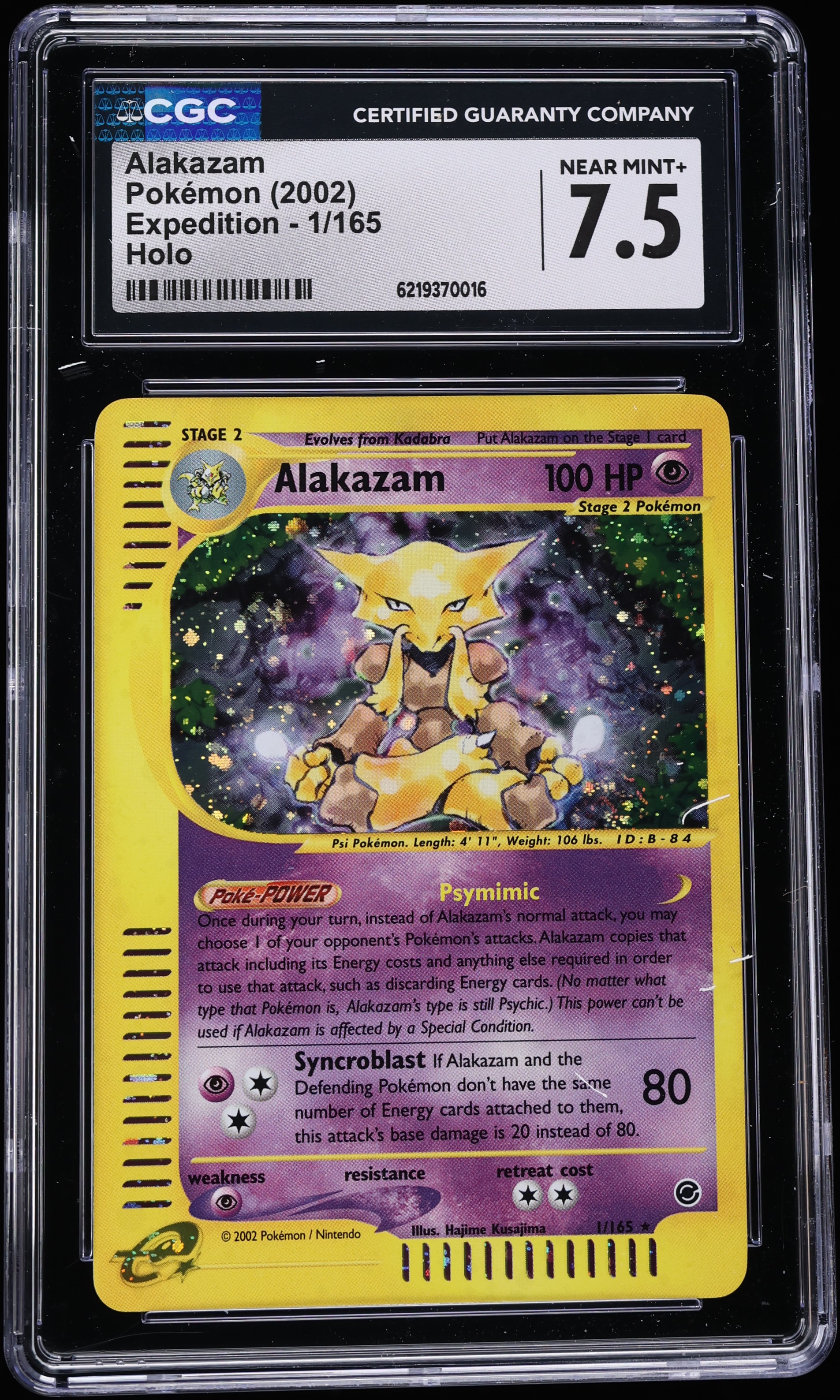 2002 Pokemon Expedition Holo Alakazam #1 CGC 7.5 NRMT+