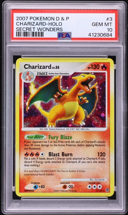 2007 Pokemon Diamond & Pearl Secret Wonders Holo Charizard #3 PSA 10 GEM MINT
