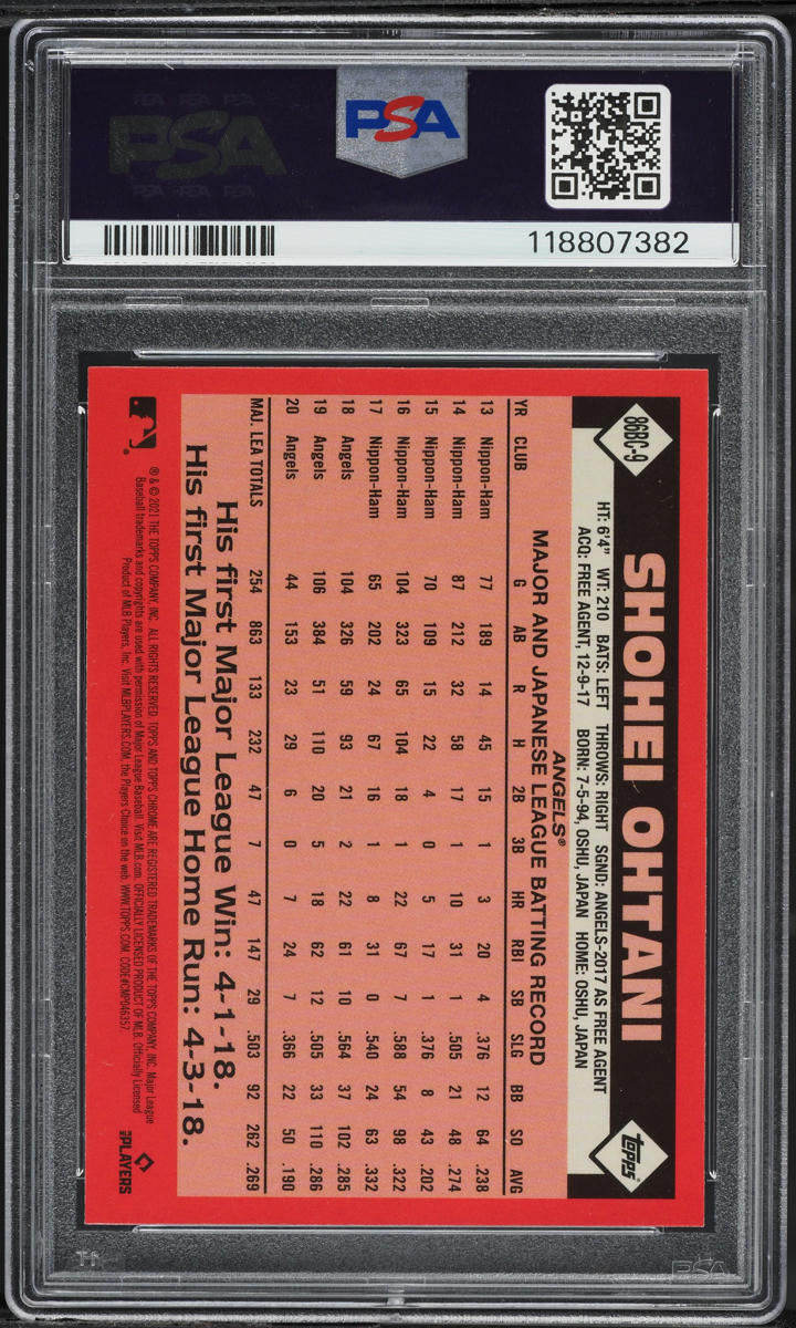 2021 Topps Chrome '86 Shohei Ohtani #86BC-9 PSA 8 NM-MT