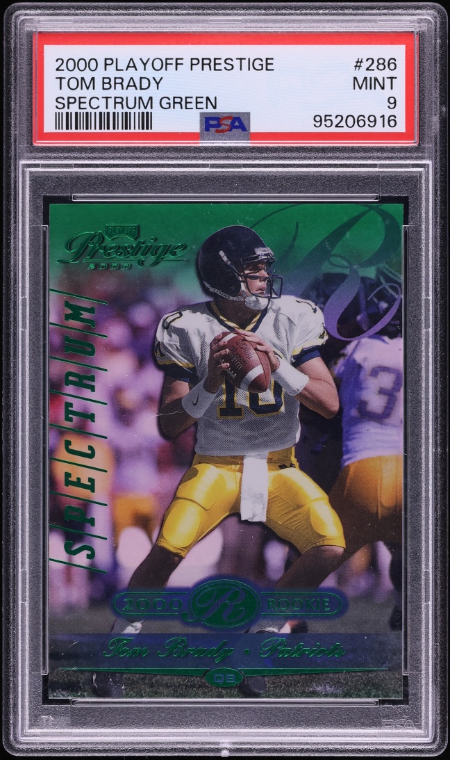 2000 Playoff Prestige Spectrum Green Tom Brady ROOKIE /25 #286 PSA 9 MINT