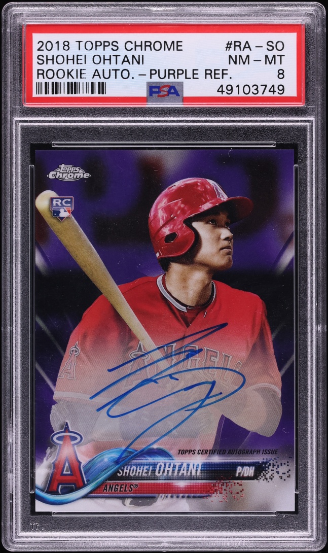 2018 Topps Chrome Purple Refractor Shohei Ohtani ROOKIE /250 #RA-SO PSA 8 NM-MT