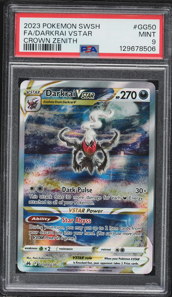2023 Pokemon Sword & Shield Crown Zenith Full Art Darkrai VSTAR #GG50 PSA 9 MINT