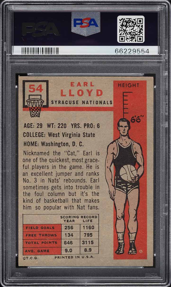 1957 Topps Basketball Earl Lloyd SHORT PRINT #54 PSA 5 EX