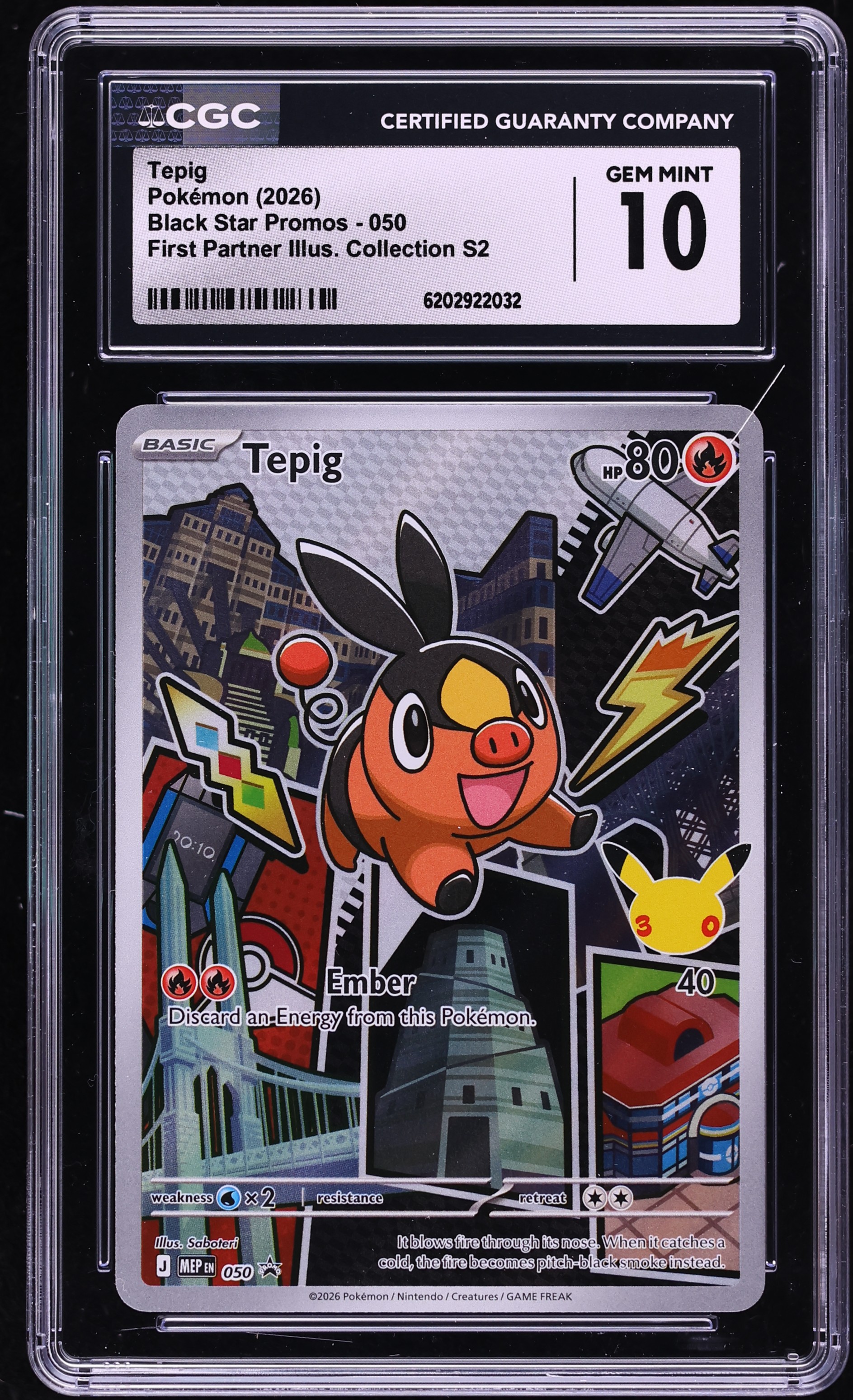 2026 Pokemon Mega Promo First Partner Illustration S2 Full Art Tepig #50 CGC 10 GEM MINT