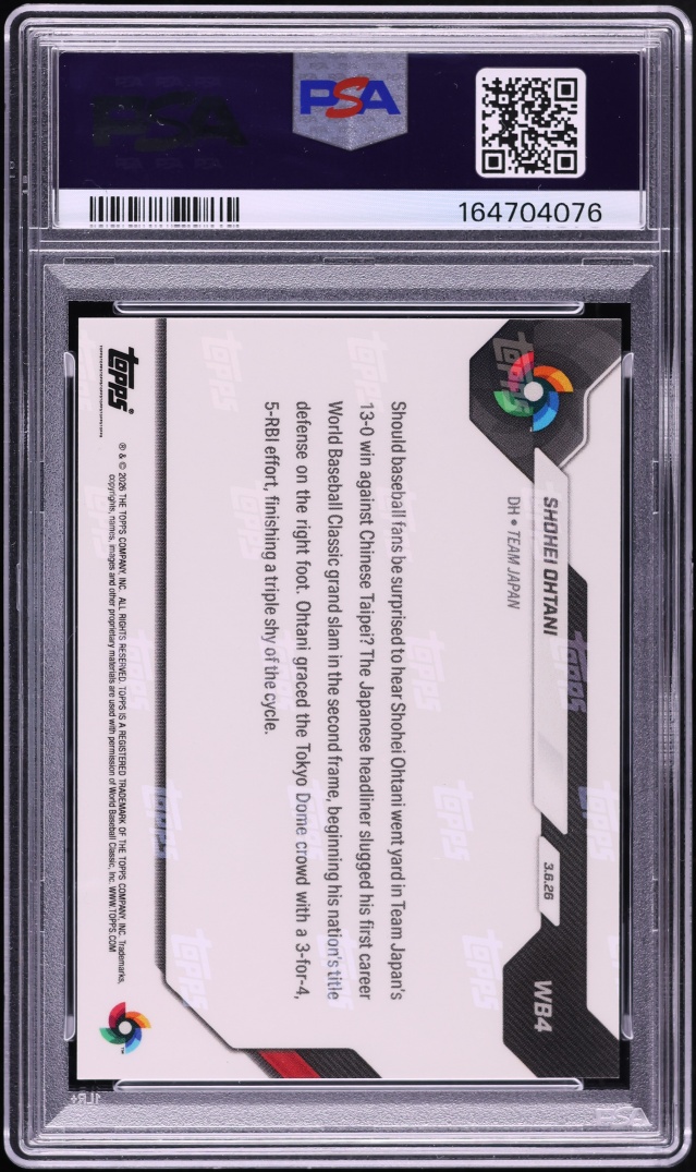 2026 Topps Now World Baseball Classic Chrome Red Shohei Ohtani 5/5 #WB4 PSA 8 NM-MT
