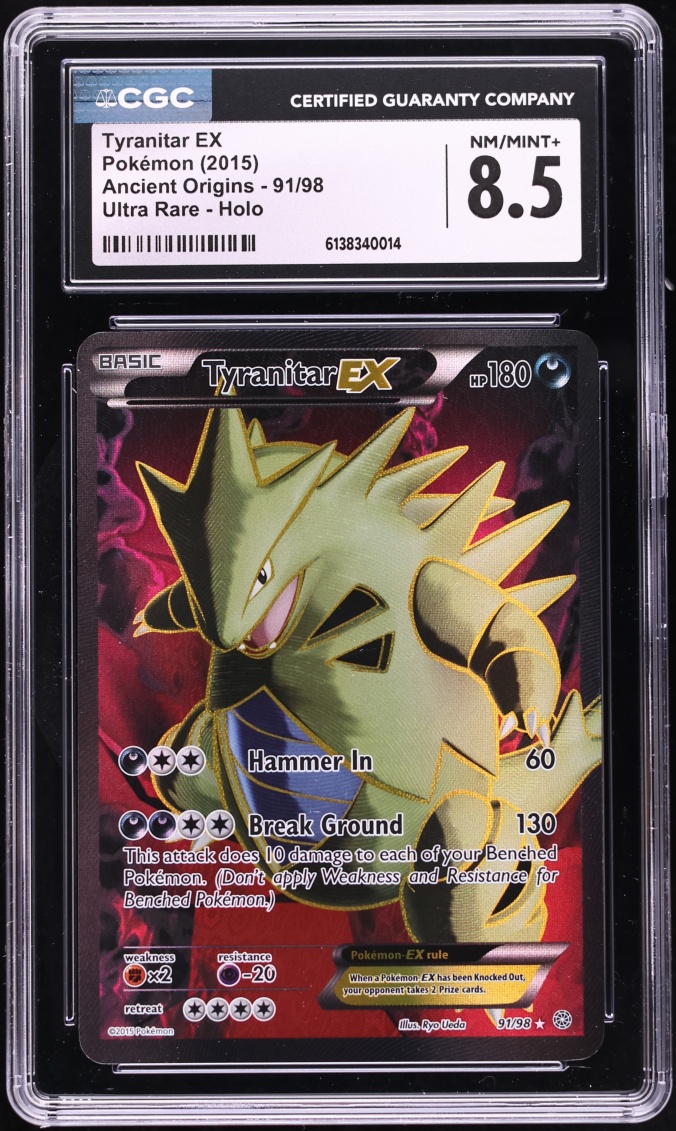 2015 Pokemon XY Ancient Origins Full Art Tyranitar EX #91 CGC 8.5 NM-MT+