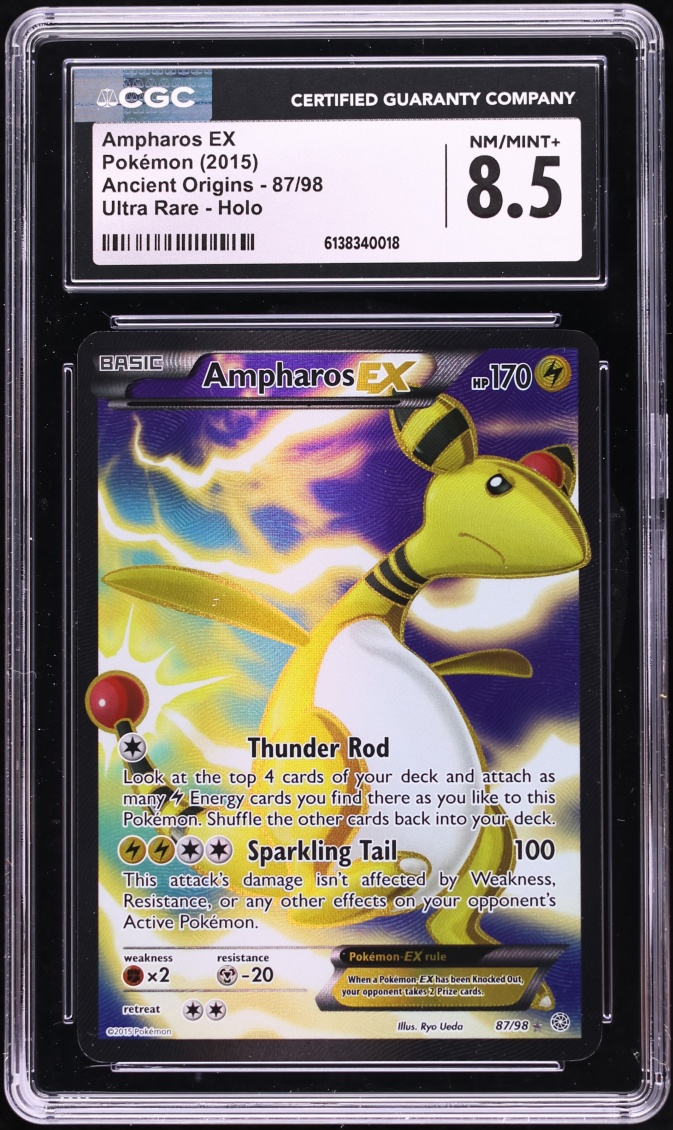 2015 Pokemon XY Ancient Origins Full Art Ampharos EX #87 CGC 8.5 NM-MT+
