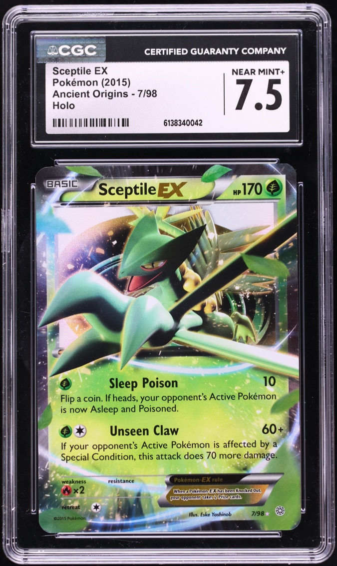 2015 Pokemon XY Ancient Origins Holo Sceptile EX #7 CGC 7.5 NRMT+