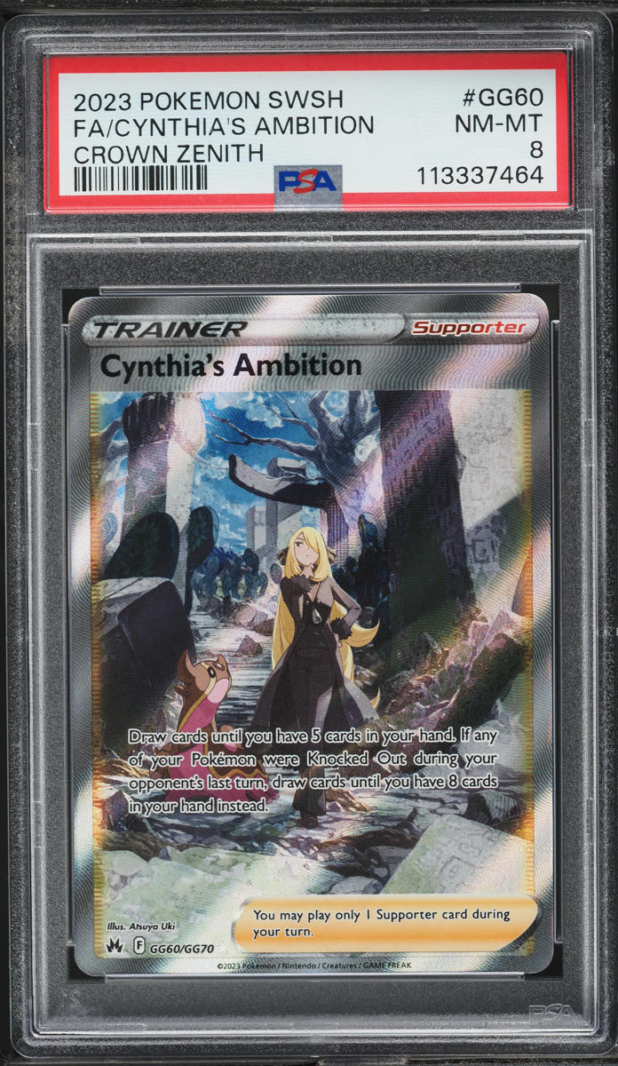 2023 Pokemon SWSH Crown Zenith Full Art Cynthia's Ambition #GG60 PSA 8 NM-MT