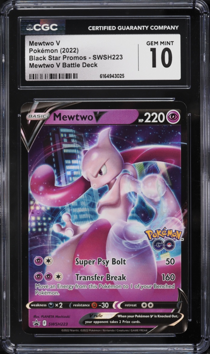 2022 Pokemon Sword & Shield Promo Pokemon GO V Battle Deck Mewtwo V #223 CGC 10 GEM MINT
