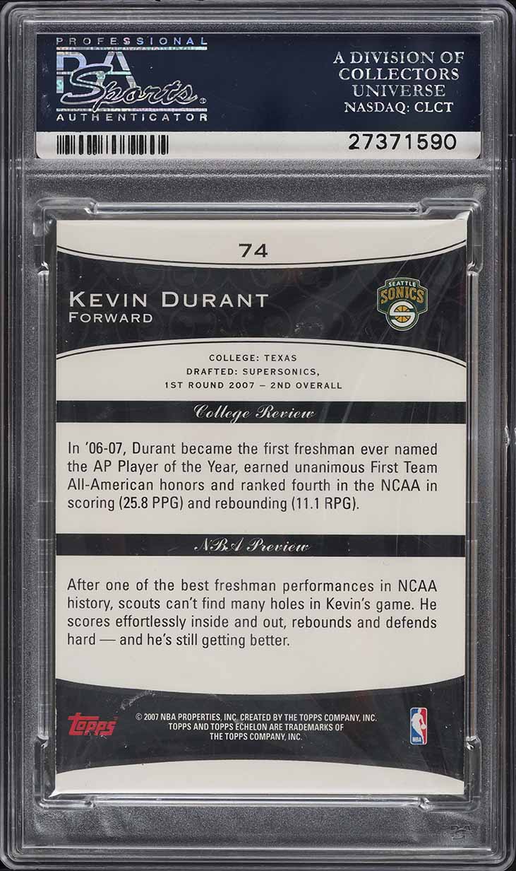 2007 Topps Echelon Kevin Durant ROOKIE /999 #74 PSA 9 MINT
