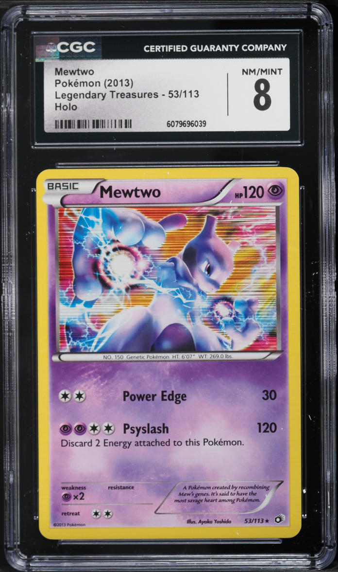 2013 Pokemon Black & White Legendary Treasures Holo Mewtwo #53 CGC 8 NM-MT