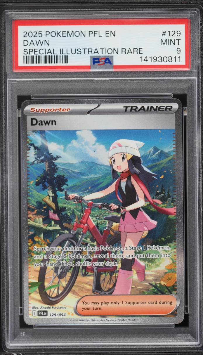 2025 Pokemon Mega Evolution Phantasmal Flames SIR Dawn #129 PSA 9 MINT
