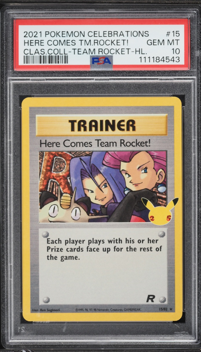 2021 Pokemon SWSH Celebrations Classic Collection Holo Here Comes Team Rocket! #15 PSA 10 GEM
