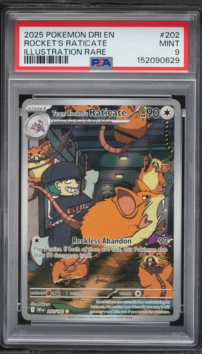 2025 Pokemon Scarlet & Violet Destined Rivals IR Team Rocket's Raticate #202 PSA 9 MINT