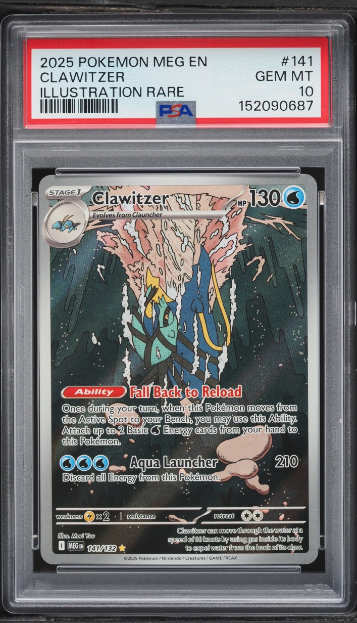 2025 Pokemon Mega Evolution IR Clawitzer #141 PSA 10 GEM MINT